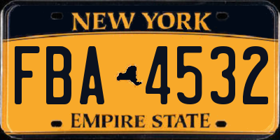 NY license plate FBA4532