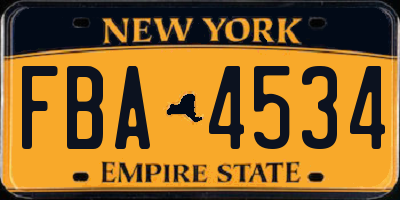 NY license plate FBA4534
