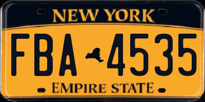 NY license plate FBA4535