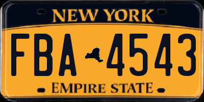NY license plate FBA4543