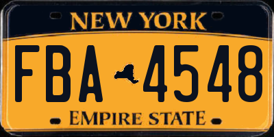 NY license plate FBA4548