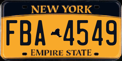 NY license plate FBA4549