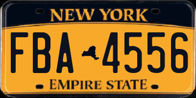NY license plate FBA4556