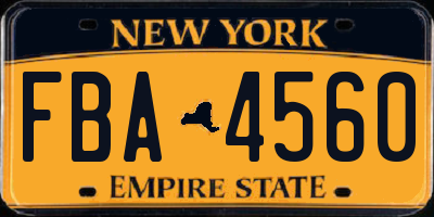 NY license plate FBA4560