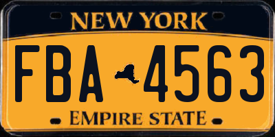 NY license plate FBA4563