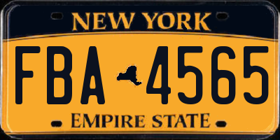 NY license plate FBA4565