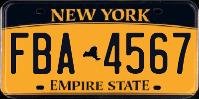NY license plate FBA4567