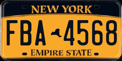 NY license plate FBA4568
