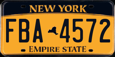 NY license plate FBA4572