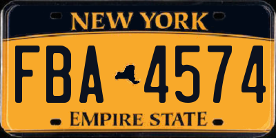 NY license plate FBA4574