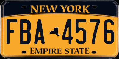 NY license plate FBA4576