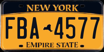 NY license plate FBA4577