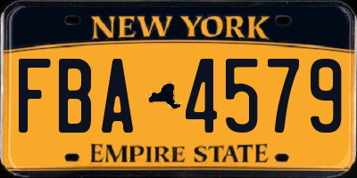 NY license plate FBA4579