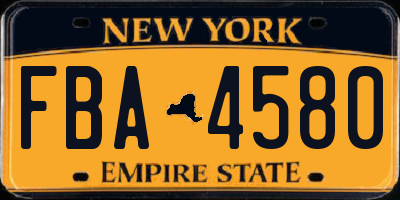 NY license plate FBA4580