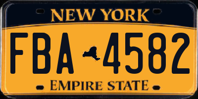 NY license plate FBA4582