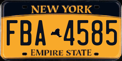 NY license plate FBA4585