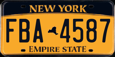 NY license plate FBA4587