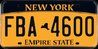 NY license plate FBA4600