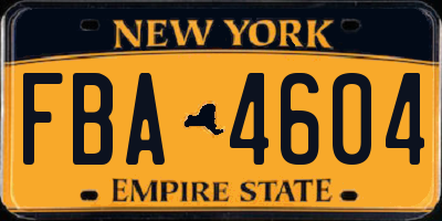 NY license plate FBA4604