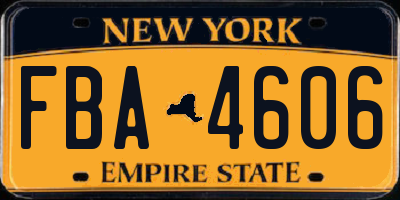 NY license plate FBA4606