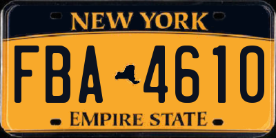NY license plate FBA4610