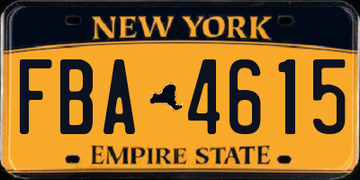 NY license plate FBA4615