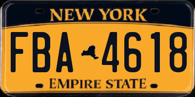 NY license plate FBA4618