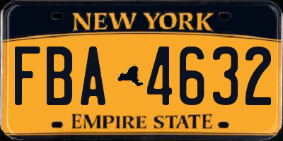 NY license plate FBA4632