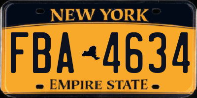 NY license plate FBA4634