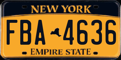 NY license plate FBA4636