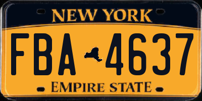 NY license plate FBA4637
