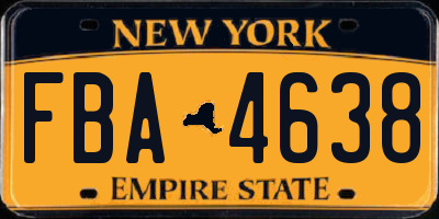 NY license plate FBA4638