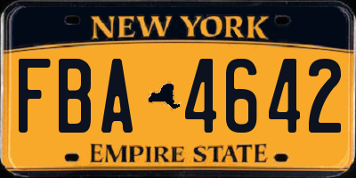 NY license plate FBA4642