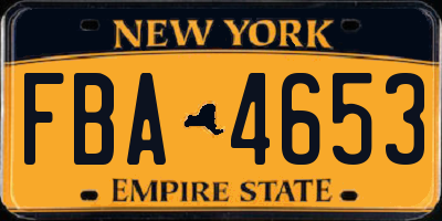 NY license plate FBA4653