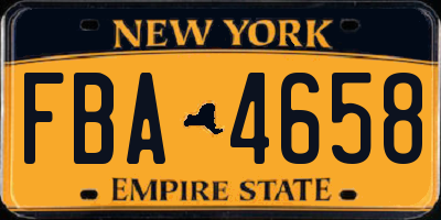 NY license plate FBA4658