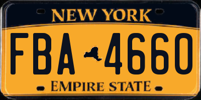 NY license plate FBA4660