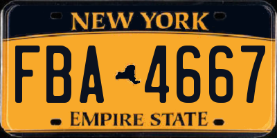 NY license plate FBA4667
