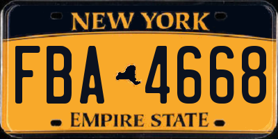 NY license plate FBA4668