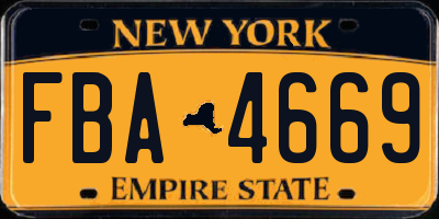 NY license plate FBA4669