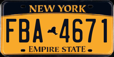 NY license plate FBA4671