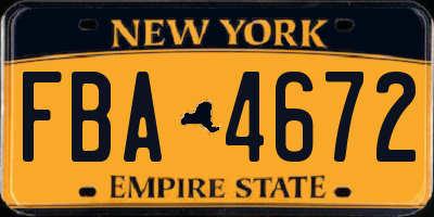 NY license plate FBA4672