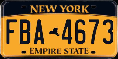 NY license plate FBA4673