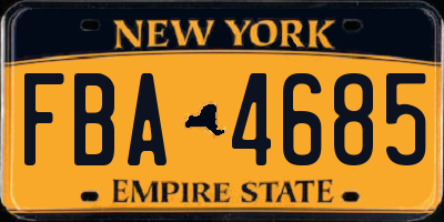 NY license plate FBA4685