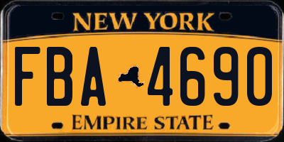 NY license plate FBA4690