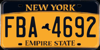 NY license plate FBA4692