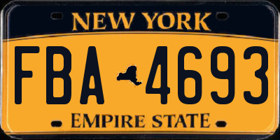 NY license plate FBA4693