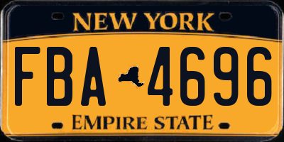 NY license plate FBA4696