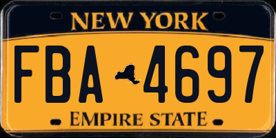 NY license plate FBA4697