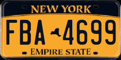 NY license plate FBA4699