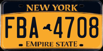 NY license plate FBA4708